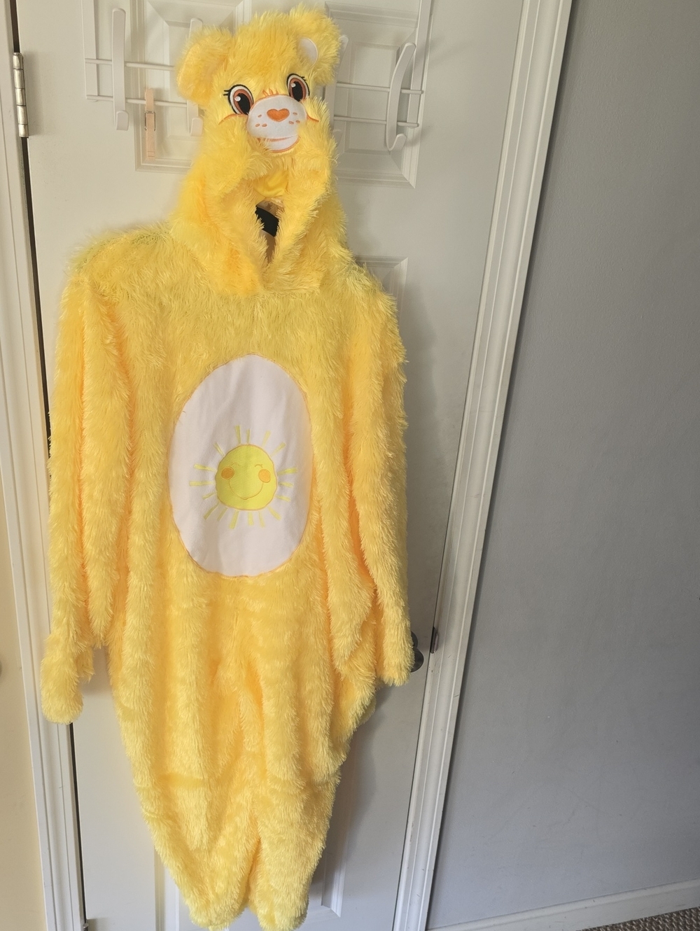 Kids Care Bear Yellow Sunshine Hooded Onesie Costume- Size 2X
